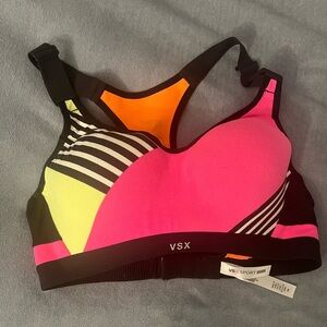 Women's Pink and Black Sports Bra